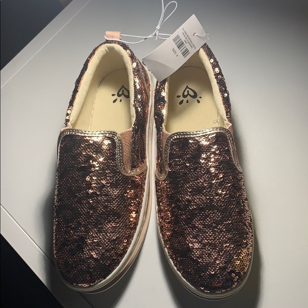 Justice glitter slide on sneakers.